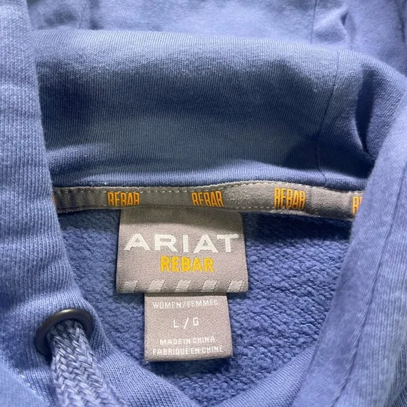 Ariat Rebar Women’s Hooded Pullover Light Blue Embroidered Large - Picture 4 of 9